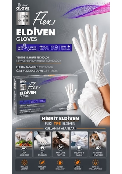 Reflex Flex Hibrit Bej Eldiven M 100lü 20'li Paket