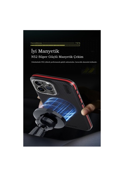 Apple iPhone Uyumlu 15 Pro Max Kılıf Aramid 600d Kevlar Karbon Fiber Magsafe Kapak - Gri Bz8683140650247