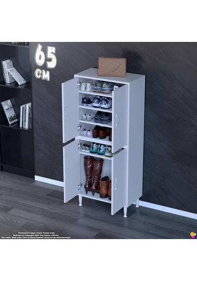 Efna Ayakkabılık - Kapaklı 4 Raf 6 Bölmeli Dar Alanlar İçin Çok Amaçlı Dolap 65 Cm Genişlik Beyaz Efna Ayakkabılık - Kapaklı 4 Raf 6 Bölmeli Dar Alanlar İçin Çok Amaçlı Dolap 65 Cm Genişlik Beyaz