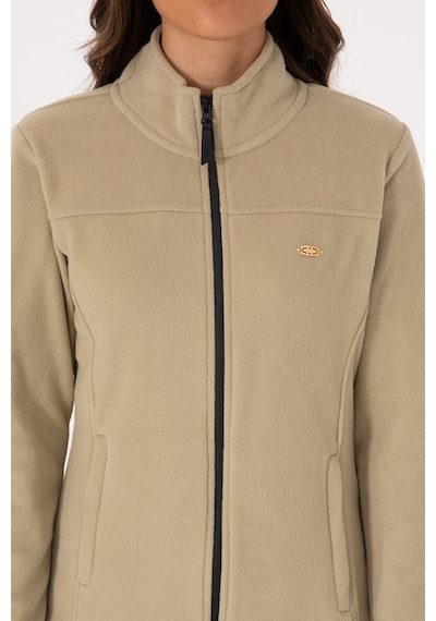U.S. Polo Assn. Kadın Açık Haki Fermuarlı Dik Yaka Polar Sweatshirt 50316729-VR183