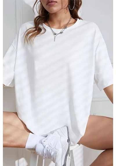 Makes You Happy Baskılı Bisiklet Yaka Unisex Tshirt Beyaz