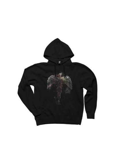 Anka Kuşu Phoenix Siyah Kapşonlu Sweat Siyah