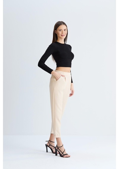 Sortie Collection Duble Paça Bel Lastikli Pantolon Taş-taş Taş