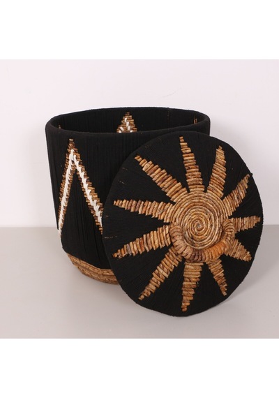 Söke Makrome Ve Doğal Abaka - Kapaklı Sepet 45x48 Cm Mix