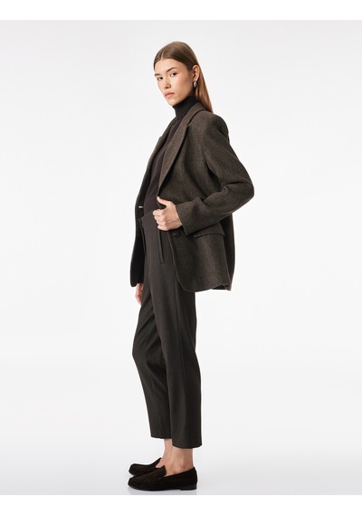 Koton Slim Fit Düz Kısa Paça Viskon Karışımlı Cigarette Pantolon Kahverengi 7wak40037uw Kahve