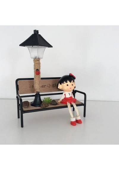 Bankta Oturan Kız Işıklı Biblo Flower Girl Diğer
