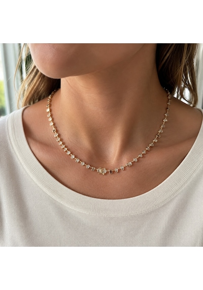 Oval, Damla Ve Baget Form Şeffaf Taşlı Kadın Kolye 40 45 Cm 14k Renkli