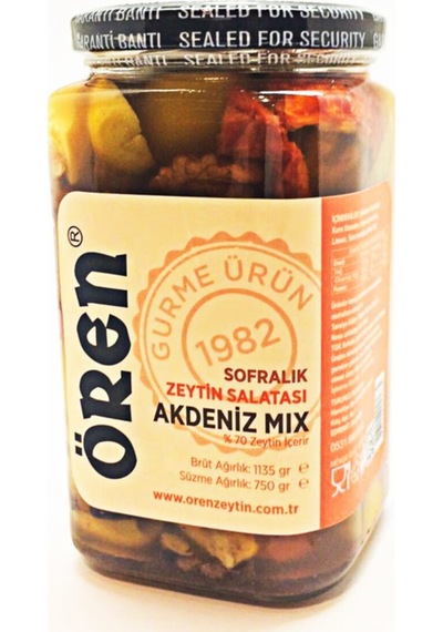 Zeytin Salatası Akdeniz Mix Cam Kavanoz 850 Cc