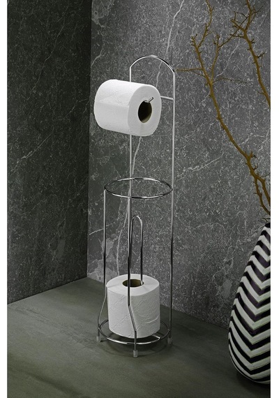 Ayrex Sas Haus Ayaklı Wc Kağıtlı Yedek Kağıt Hazneli Tuvalet Kağıtlığı Yuvarlak Krom Diğer