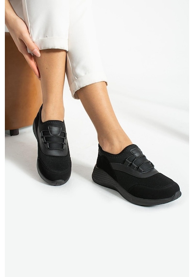Siyah Anatomik Esnek Taban Slip-on Spor Ayakkabı Günlük Sneaker Siyah