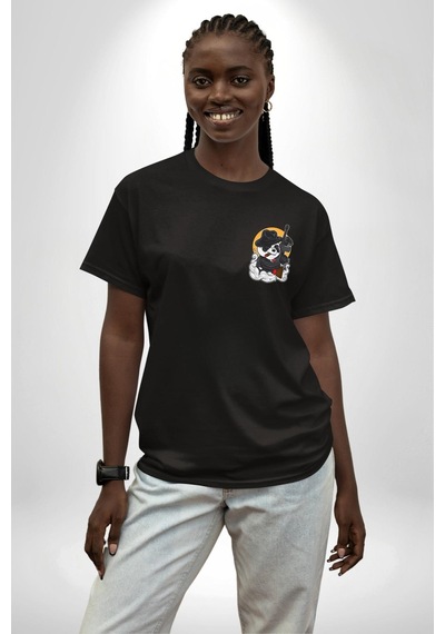 Gangster Panda Siyah Oversize Unisex Ön Ve Sırt Baskılı Tişört Siyah