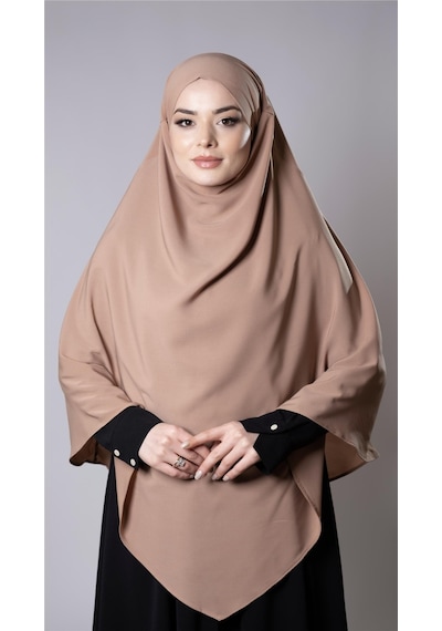 Hürrem Bone Taba Pratik Hazır Geçmeli Tesettür Eşarp Medine İpeği Bağcıklı Çift Katlı Sufle Hijab 2302 33