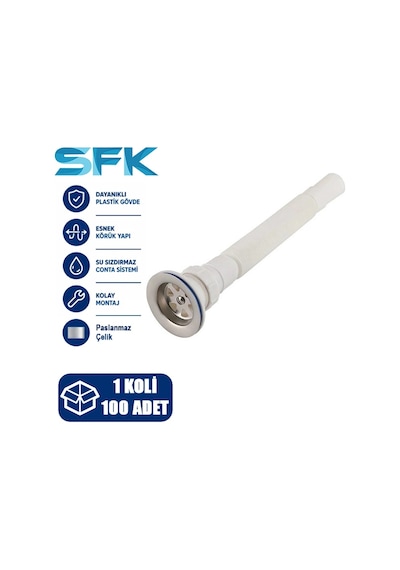 Sfk Lüx Rekorlu Körüklü Sifon, Paslanmaz Çelik 100 Adet