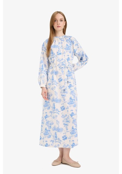 Defacto Relax Fit Bisiklet Yaka Çiçekli Poplin Bağcıklı Uzun Kollu Maxi Elbise F4554ax25hsbe751 Mavi Defacto Relax Fit Bisiklet Yaka Çiçekli Poplin Bağcıklı Uzun Kollu Maxi Elbise F4554ax25hsbe751 Mavi