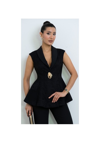 Dorne Moda Özel Koleksiyon Brokar Dantel Desenli Kolsuz Kruvaze Abiye Pantolon Ceket Takımı - Düğün - Mezuniyet - Ofis Şıklığı Siyah Siyah Dorne Moda Özel Koleksiyon Brokar Dantel Desenli Kolsuz Kruvaze Abiye Pantolon Ceket Takımı - Düğün - Mezuniyet - Ofis Şıklığı Siyah Siyah