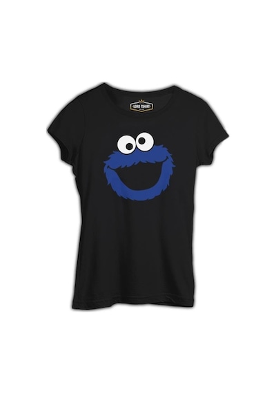 Kurabiye Canavarı - Canavar Siyah Kadın Tshirt 001