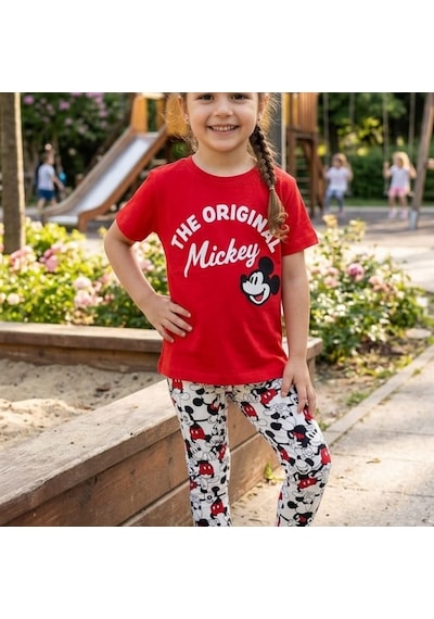 Eray Alp Kids Kız Çocuk Kırmızı Tişört Tayt Takımı Yazlık Günlük Model