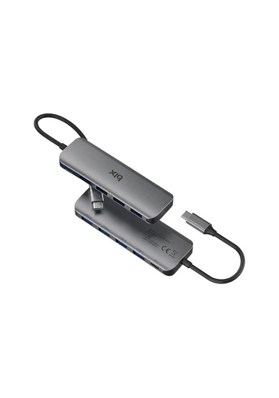 Bx07hb Usb-c Hub 4x Usb 3.0 Pd Şarj 5gbps Mac Windows Uyumlu Alüminyum Çoklayıcı Gri Adaptör Hub