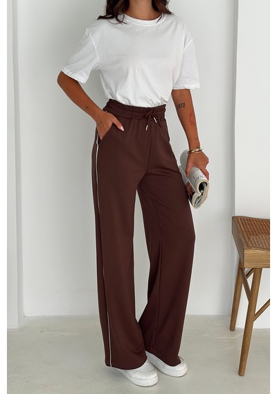 Noa & Noa Kadın Lastikli Bel Bağcıklı Bol Paça Pantolon Rahat & Minimal Stil Kahverengi Noa & Noa Kadın Lastikli Bel Bağcıklı Bol Paça Pantolon Rahat & Minimal Stil Kahverengi