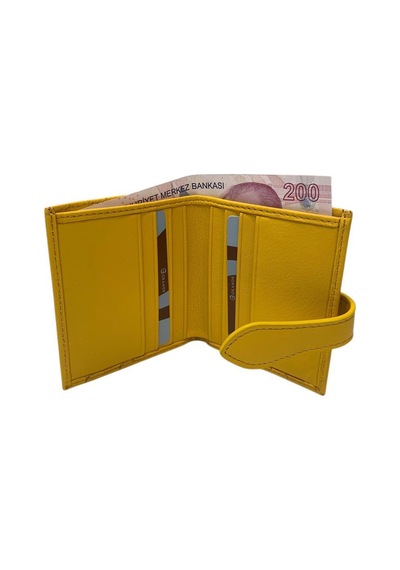 Grande Hakiki Deri Kart Cüzdanı Kartlık Sarı