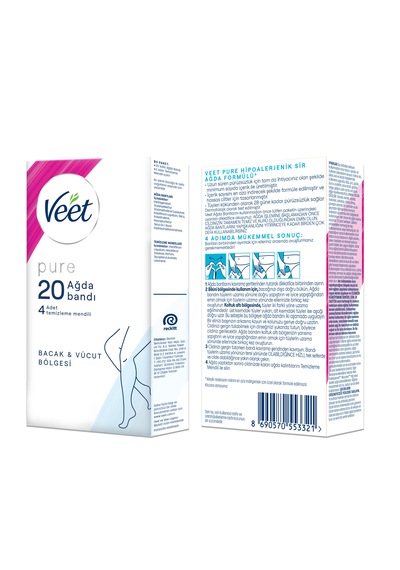 Veet Pure Yüze Özel 20'li + Bikini&Koltuk Altı Bölgesi 16'lı + Bacak & Vücut Bölgesi 20'li Ağda Bandı