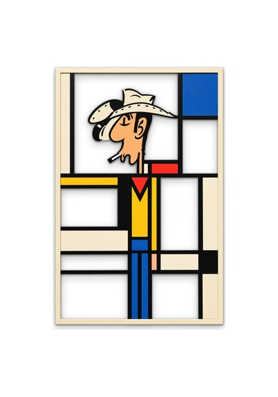 Mondrian Desenli Kovboy Metal Tablo 43x65 Cm Çok Renkli
