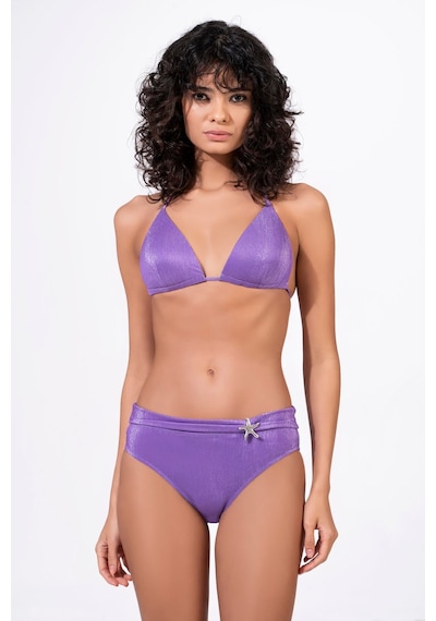 Endeep Kadın Yarım Dolgulu Aksesuarlı Simli Bikini Takımı Mor