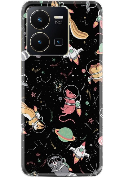 Vivo Y36 Kılıf Silikon Desen Özel Seri Planet Animals 1771