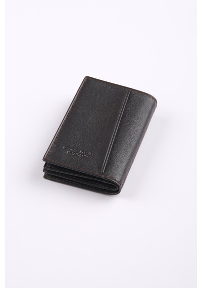Ancora Leather Hakiki Deri Minimal Kartlık-26206 Kahve