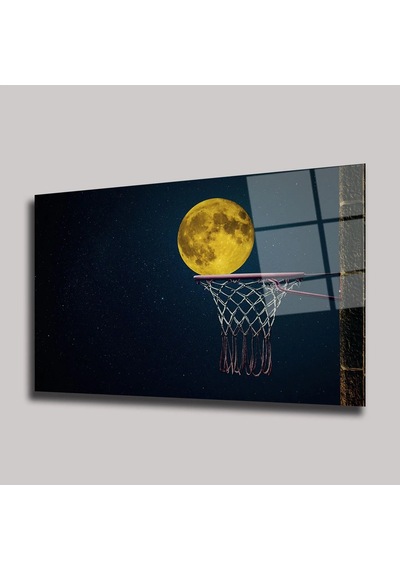 Dolunay Ve Basketbol Potası - Cam Tablo - Deg0361 70 X 110 Cm