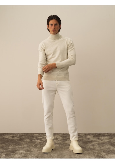 Xint Ekru Dokulu Pamuk Dokulu Regular Fit Kazak 801737