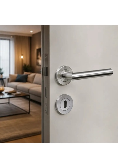 Sese Venedik Modeli Rozetli Kapı Kolu Saten Renk 200-90r-53
