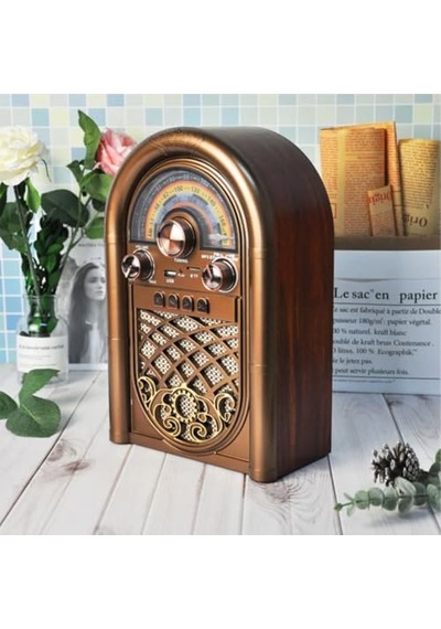 Retro Radyo Taşınabilir Bluetooth Speaker Ve Hoparlör Ahşap Kaplama Klasik Antika Tarzı İç Ve Dış Mekan Multiba