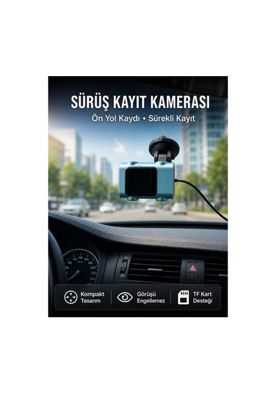 Araç Ön Cam Kamerası Sürüş Güvenliği İçin Video Kayıt Yeni Nesil - Hs08375712-2395