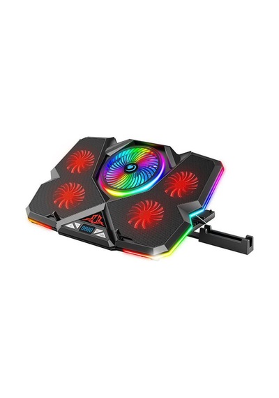 Telefon Tutuculu RGB Işıklı LCD Ekranlı 5 Fanlı Notebook Soğutucu Telefon Tutuculu RGB Işıklı LCD Ekranlı 5 Fanlı Notebook Soğutucu