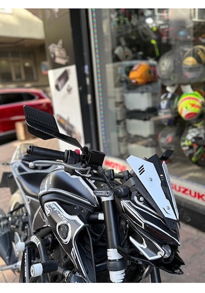 Ayna Karbon Görünümlü, Gidondan Bağlantılı Yarasa Kanat Ayna Moto