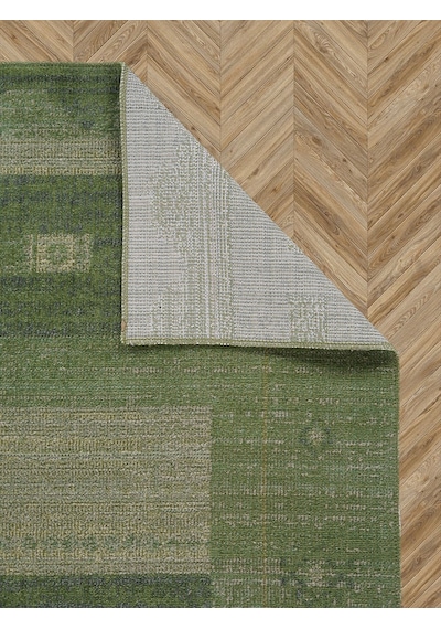 Antik 1114 Klasik Vintage Salon Halısı Yeşil Retro Mutfak Halısı Tozumaz İnce Makine Halısı Yeşil