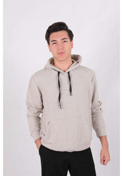 Five Pocket Fp24b2124 Erkek Kapşonlu Kanguru Cepli Sweatshirt Taş
