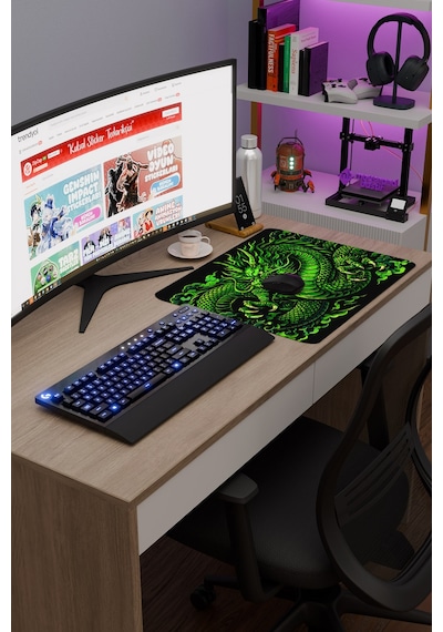 Ejderha Yeşil V3 48x40 Xl Gaming Kauçuk Kaymaz Taban Mouse Pad Fare Altlığı