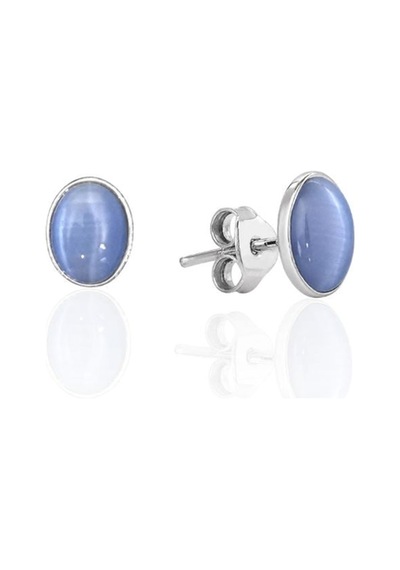 Oya Silver Mavi Sedef Taşlı Oval Gümüş Küpe 0.8x0.6cm Oyok374