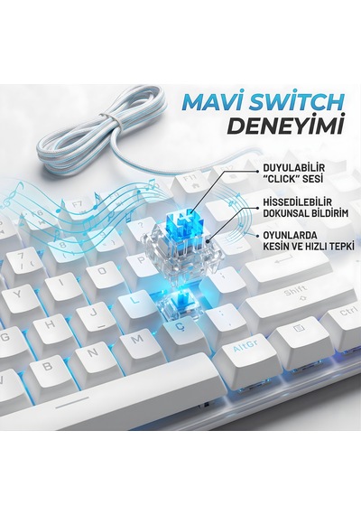 Mekanik Rgb Gaming Klavye Full Size Mekanik Klavye 104 Tuş Türkçe Q Oyuncu Klavyesi Kablolu Rgb Aydınlatmalı