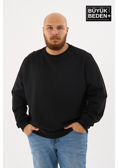 Superlife Erkek Büyük Beden Bisiklet Yaka İnce Sweatshirt Regular Fit %64 Pamuklu Spr26bsw956 Siyah