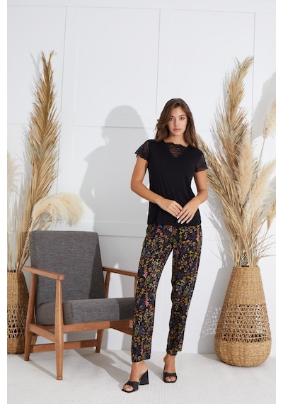 Sevim Kadın Kısa Kol Siyah Pijama Takım C7t8n551 001