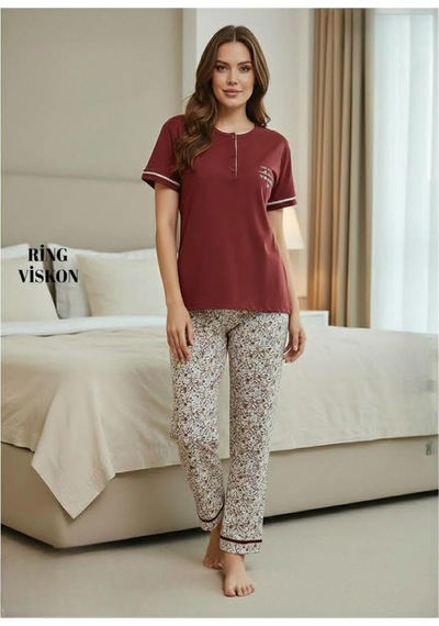Mihra Kadın Ring Viskon Düğmeli Yaka Kısa Kol Likralı Pijama Takımı 40112bo - 1 Adet Bordo Mihra Kadın Ring Viskon Düğmeli Yaka Kısa Kol Likralı Pijama Takımı 40112bo - 1 Adet Bordo