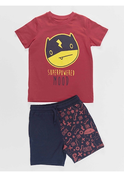 Denokids Süper Güçlü Erkek Çocuk T-shirt Şort Takım Çok Renkli