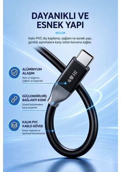 Thunderbolt 3 Tam Fonksiyon Type-c Kablo 50 Cm, 40gbps Veri Aktarımı, 100w Pd Hızlı Şarj, 8k 60hz Görüntü, Daisy Chain, Monitör Docking Ssd  U701b