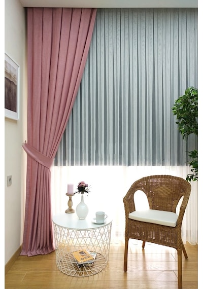 Evdepo Home Pembe Düz Renk Pileli Soft Fon Perde Pile Tek Kanat Pembe