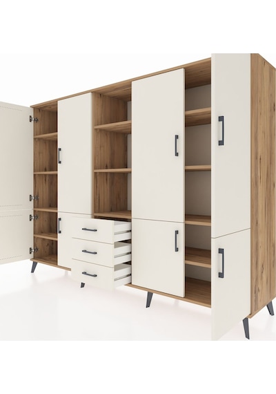 Hyperion Dolap 11 Raflı 3 Çekmeceli 8 Kapaklı 220x44x163 Çam-ayta Çam-aytaşı Hyperion Dolap 11 Raflı 3 Çekmeceli 8 Kapaklı 220x44x163 Çam-ayta Çam-aytaşı