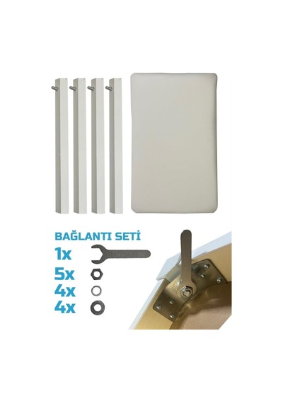 Midex Tbx-144wh Üst Kalite Piyano Taburesi Gizli Bölmeli Beyaz Renk 32x54x48 Açık Bej