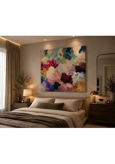 Modern Soyut Renk Harmoni Tablosu Çerçevesiz Premium Kanvas Duvar Dekoru Yatak Odası, Salon, Oturma Odası Ve Ofis İçin Şık Dekoratif Tablo